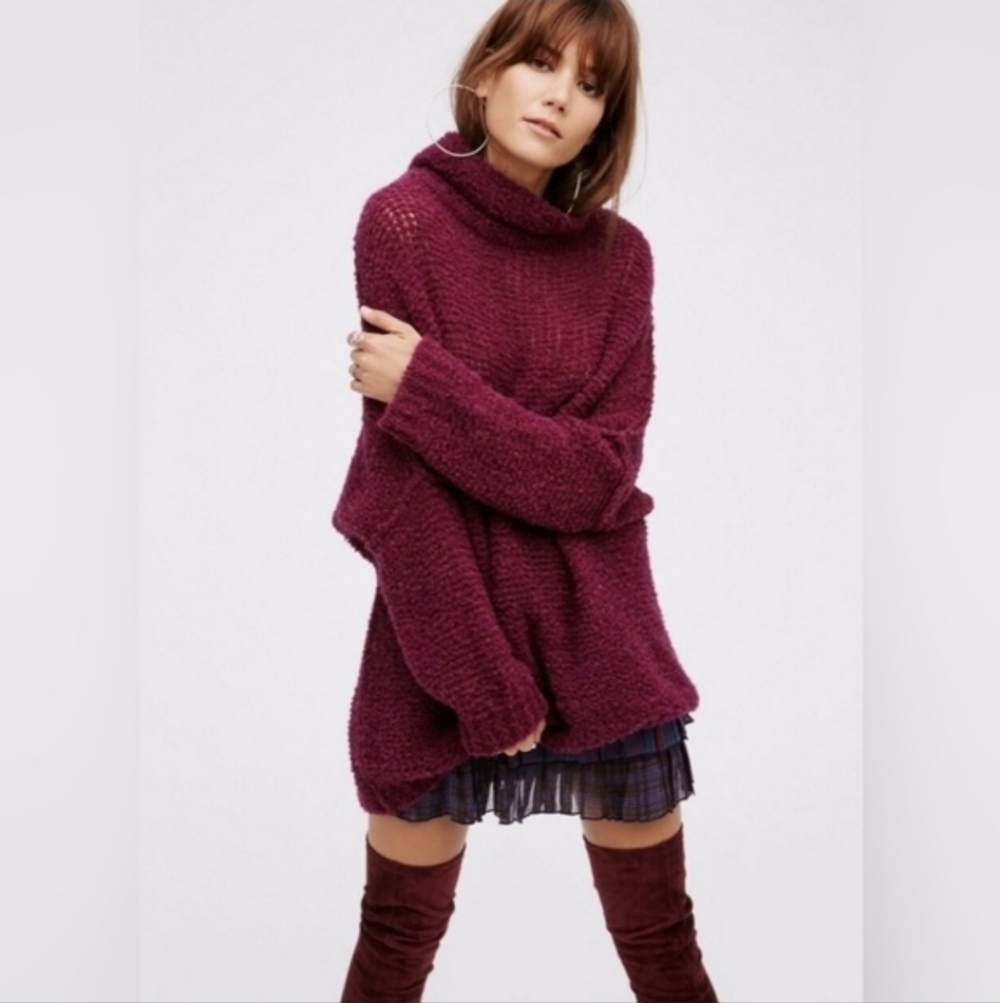 Free People Sweater She's All That Knit Alpaca Blend Turtleneck Oversized Medium
